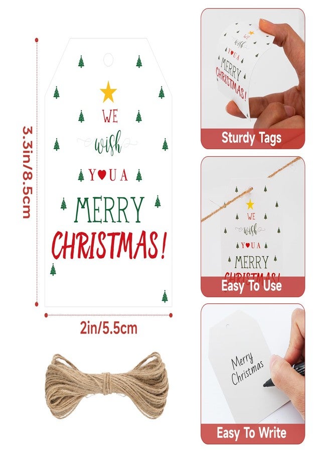KINGLAKE Tags With String - 50 Pcs Xmas Paper Labels for Presents, Holiday Wrapping, and Merry Christmas Gifts - Image 2